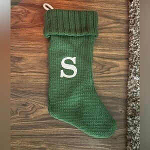 Wondershop Green Knit Stocking with White Initial